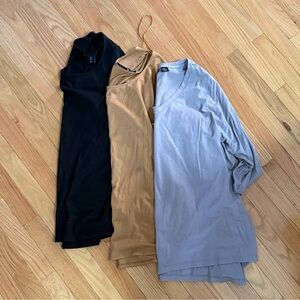 TAHARI❗️BUNDLE❗️3-Pack Sleeveless & Long Sleeve Tops in Black, Camel & Gray